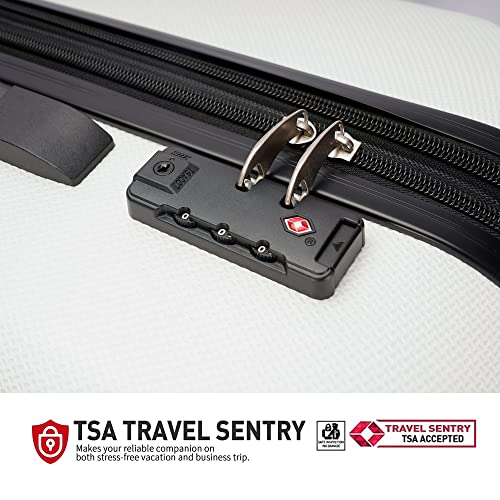 GinzaTravel 3-piece Luggage Sets ABS Hardshell Suitcase Large Suitcases | with TSA Lock,Expandable,Hardshell,Friction-Resistant Includes 20",24"&28" Baggage Case,Four Multi-Directional Wheels - color: White color