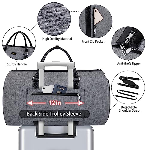 Convertible 2-in-1 Garment Bags for Travel with Waterproof Shoe Compartment - color: 3-Grey