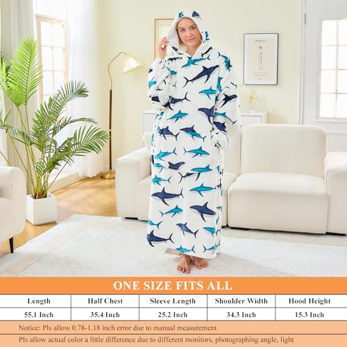 Moinlizy Oversized Wearable Blanket Hoodie for Women Men - color: White Shark