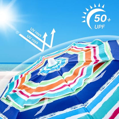 Aohanoi Outdoor Umbrella - Sun Protection, Rain Resistant, Windproof with Manual Open-Close Feature - Ideal for Beach, Camping, and Picnics - color: Rainbow