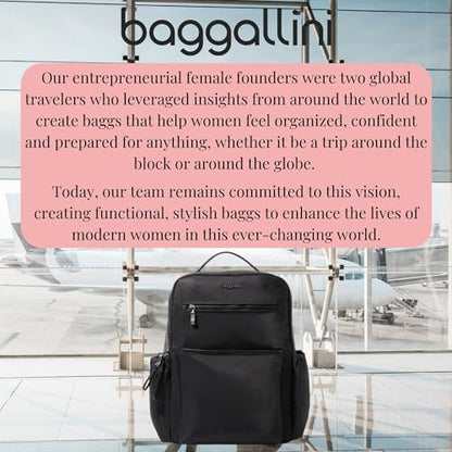 Baggallini Tribeca 확장 가능한 여행용 노트북 백팩, 방수 나일론 작업 가방, 정리함, 패딩 슬리브 및 RFID 기술 포함, 블랙 트윌, 원사이즈 - color: 블랙 트윌