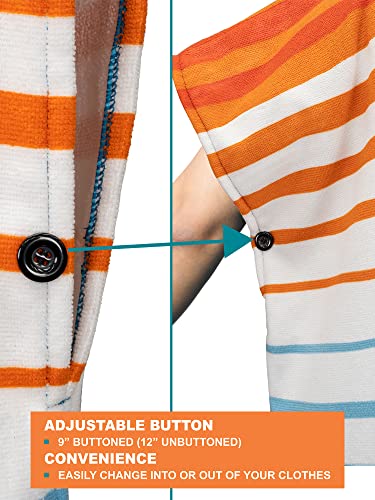 SUN CUBE Surf Poncho Changing Robe with Hood, Wetsuit Changing Hooded Towel - color: Orange Stripe