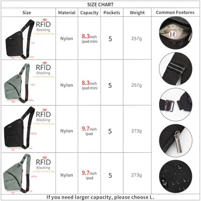 OSOCE Sling Bag for Men, RFID Blocking, Quick-Release Buckle, Black, 2.0S - color: Black 2.0, size: Small