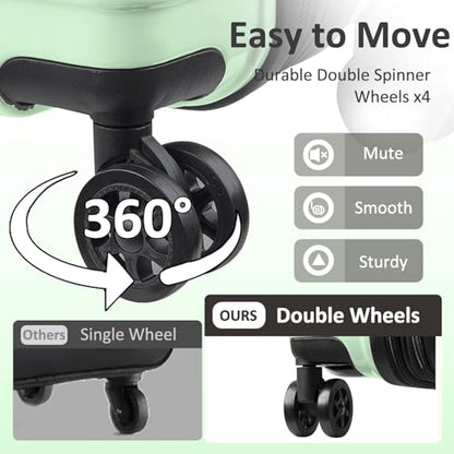 Luggage 2 Piece (20in/24in) Expandable Luggage with Spinner Wheels - color: Green Mint, size: 2 Set (20/24In)