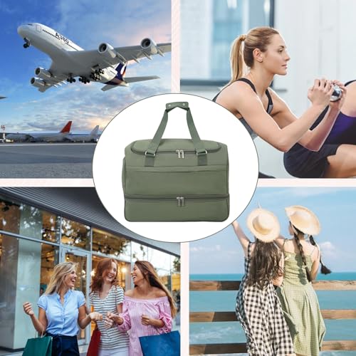 Travel Duffle Bag for Women, Carry-On Weekender with Shoe Compartment - color: Green