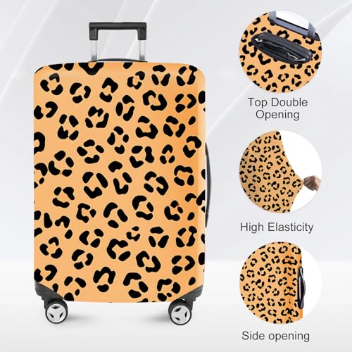 ANNA QUEEN Travel Luggage Cover Suitcase Protector Suitcase Cover Anti-Scratch,Stretchable Bag Cover Washable Durable Polyester - color: Leopard print pattern, size: M(fits 24-26Inch suitcase)