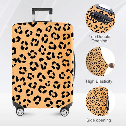 ANNA QUEEN Travel Luggage Cover Suitcase Protector Suitcase Cover Anti-Scratch,Stretchable Bag Cover Washable Durable Polyester - color: Leopard print pattern, size: M(fits 24-26Inch suitcase)