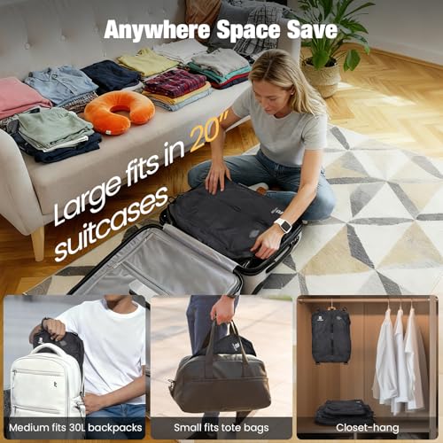 3Pack Vacuum Bags for Travel with Pump,Reusable&Waterproof,Black - color: Black