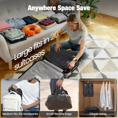 3Pack Vacuum Bags for Travel with Pump,Reusable&Waterproof,Black - color: Black