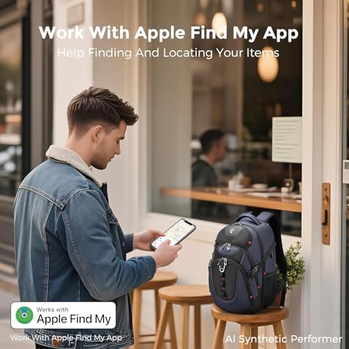 Swissdigital Design Backpack for Men with Apple Find My SD803BT013-12 - color: Blue-finder