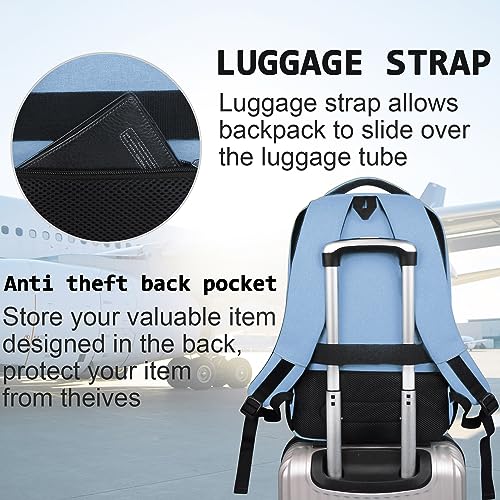 Volher Laptop Backpack,Business Travel Anti Theft Slim College Backpack - color: Pale Blue, size: 15.6 Inch, style: Laptop