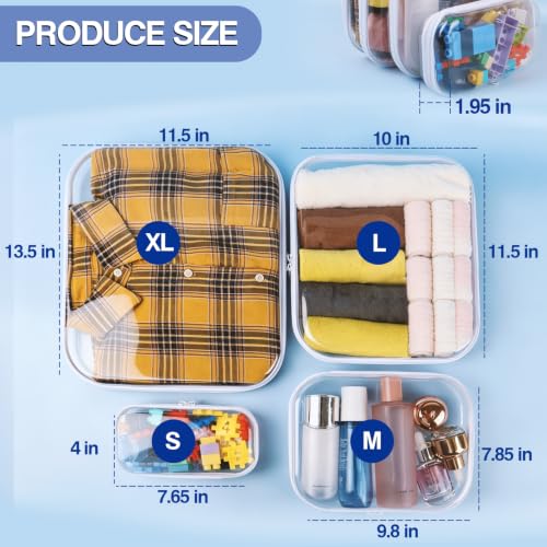 Hard Shell Zipper Case, 3Pcs Clear Zipper Pouches for Storage, 1L+1M+1S | High Visibility, Multi-Purpose Storage, Splash-Proof & Light Bump-Resistant, Dual-Zipper Full Open, Stackable & Lightweight - size: 1L+1M+1S