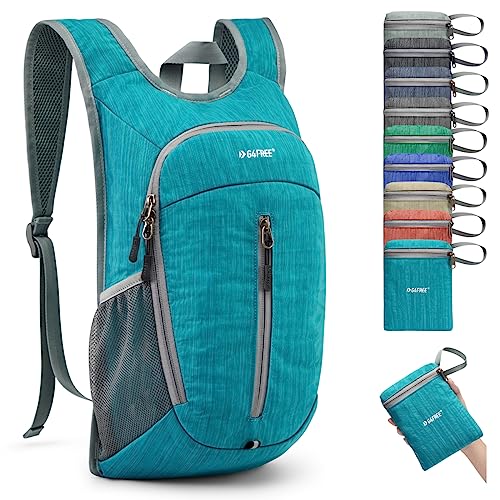 G4Free 10L Hiking Backpack Small Travel Hiking Daypack Lightweight Packable Backpack Casual Foldable Shoulder Bag - color: Peacock Blue