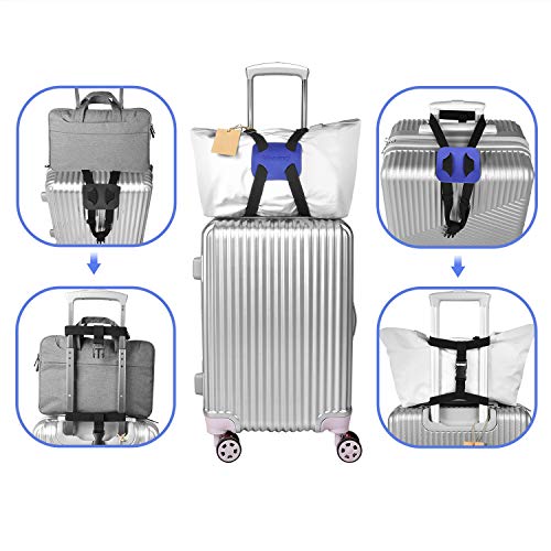 Luggage Straps Bag Bungee for Luggage， High Elastic Suitcase Adjustable Belt Bag Bungees with Buckles (Black/Blue) - color: black/blue