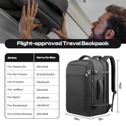 Carry on Backpack, Travel Friendly, Fits with 17.3 Laptop, Black - color: Black, size: XX-Large