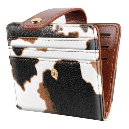 Small Wallets for Women Slim Minimalist Bifold Credit Card Holder - color: Cow Print
