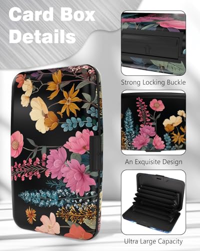 Maicican Credit Card Holder, Mini RFID Blocking Aluminum Wallet - color: Blooming Flowers