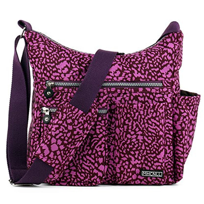 MHCNLL Women's Nylon Crossbody Purse, Anti-Theft RFID Lightweight - color: Leopard Print