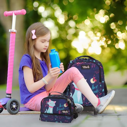 Tilami Rolling Backpack for Boys and Girls,Night cat - color: Night Cat