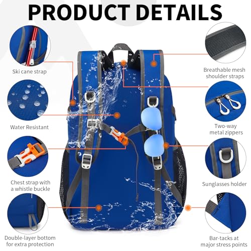 Lightweight Foldable 35L Everyday Backpack, Packable Daypack (Blue) - color: 35l-blue