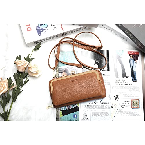 Montana West Crossbody Cell Phone Purse for Women RFID Blocking Cellphone Wallet - color: Wallet Brown