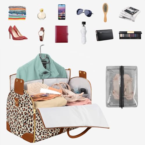 Ytonet Convertible Garment Bags for Travel, Large Carry on Garment Bag - color: Leopard, style: Tote