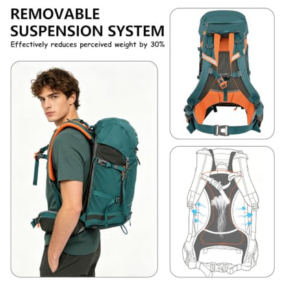 Hiking Backpack for Women Men,30+5L Waterproof Camping Backpacking Backpack - color: Green