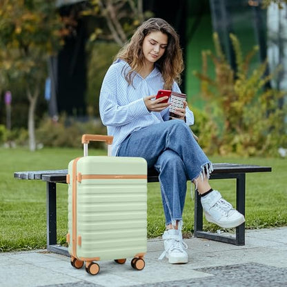 UKEIN Luggage Sets 3Piece, Carry On Luggage 20in Suitcase Set With Backpack - color: Light Green, size: 3 piece set (BP/20inch)