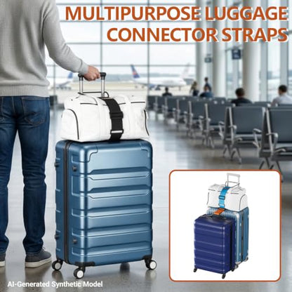 BILIONE 4 Pack Adjustable Elastic Luggage Connector Straps for Suitcases - color: Blue+Orange+Rose Pink+Green