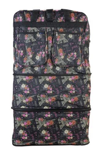 36'' Expandable Rolling Duffel Bag Suitcases w/Wheels,Foldable Luggage Bag - color: FloralParis, size: 36"