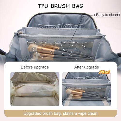BOYATU Travel Makeup Bag Cosmetic Bags for Women: 3-Piece Makeup Bag Set - color: G-2-White