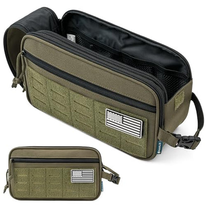 PAVILIA Tactical Toiletry Bag Men, Water Resistant Molle Military, Olive XL - color: Olive, size: Extra Large