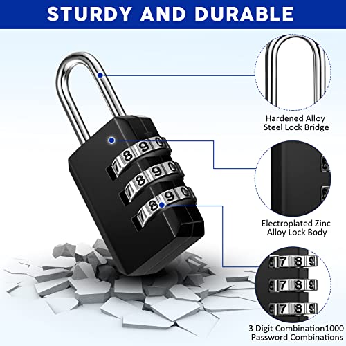 Chumia 50 Pack Small Combo Locks 3 Digit Waterproof for Luggage Locker