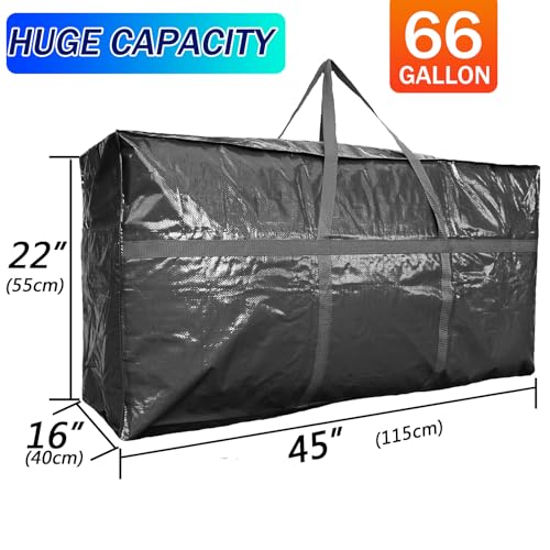 66 Gallon Extra Large Storage Bags, Huge Moving Bags Heavy Duty with Zipper - color: Black, size: 250L, 2 Pack