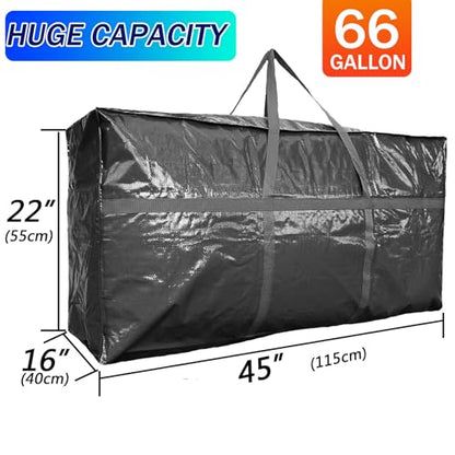 66 Gallon Extra Large Storage Bags, Huge Moving Bags Heavy Duty with Zipper - color: Black, size: 250L, 2 Pack