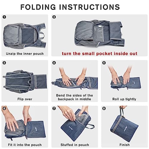 G4Free 10L Hiking Backpack Small Travel Hiking Daypack Lightweight Packable Backpack Casual Foldable Shoulder Bag - color: Dark Blue