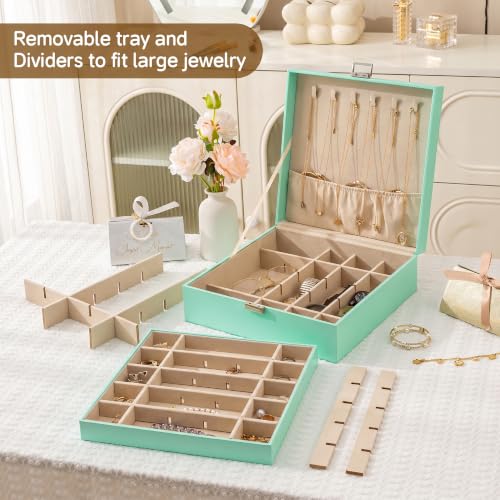 Frebeauty 50 Grid Earring Holder Organizer,2 Layer Jewelry Box for Women - color: Turquoise