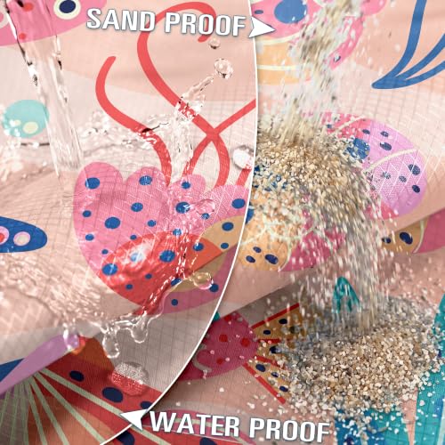 Beach Blanket Sandproof Waterproof Oversized 78"x81"/10'x9' Compact mat - color: Pink Ocean, size: 78''×110''