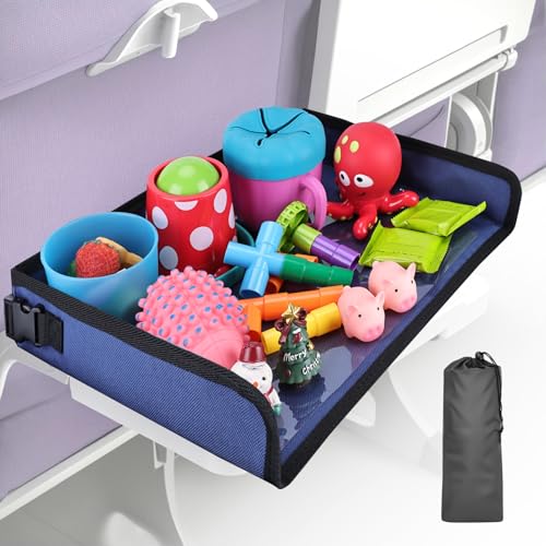 Kids Tray Table Cover, Airplane Tray Cover with Pockets - color: Navy Blue