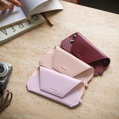 VULKIT Portable Leather Eye Glasses Case for Women & Men, Slim Sunglass Case, Unisex Eyeglass Case - color: Lavender Mist