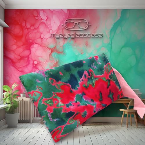 Soft Sunglasses case | Large Glasses Case Holder - Eyeglass Pouch Squeeze Top | Glasses pouch Lightweight Extra Layers - color: Ct8 Tie Dye Pink Green