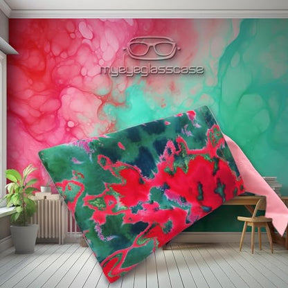 Soft Sunglasses case | Large Glasses Case Holder - Eyeglass Pouch Squeeze Top | Glasses pouch Lightweight Extra Layers - color: Ct8 Tie Dye Pink Green