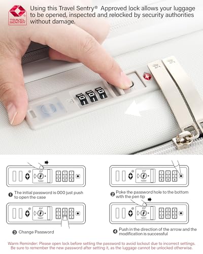 Hanke Top Opening 20" Carry On Luggage Expandable Hard Shell Smoke White - color: Smoke White, size: 20 Inch EXT