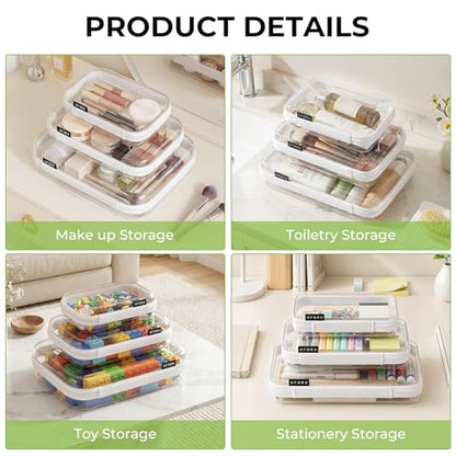 UFORU 3 PCS Clear Hard Shell Zipper Case, Diaper Bag Organizer Pouches | Heavy Duty, Water-Resistant, Dust-Proof Protection, 3 Sizes for Versatile Storage, Smooth Dual Zippers, Portable Design - size: SML