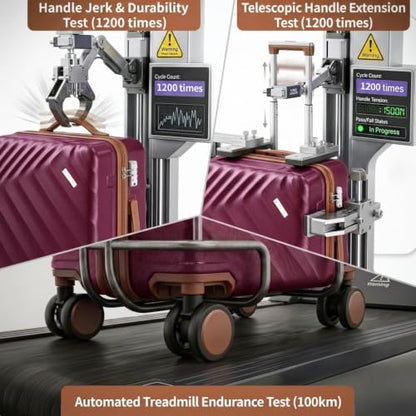 Rosamo 3-Piece Hard Shell Expandable Luggage Set, Airline Approved Carry-On - color: Red