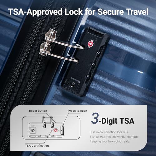 Rosamo 4 Piece PP Hardside Expandable Luggage Set - Lightweight 29/25/21/16 Inch Spinner Suitcase with TSA Lock & Telescoping Handle, Durable Travel Luggage - color: CharmBlue