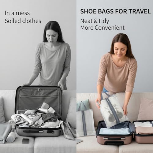 2 Pack Travel Shoe Bags, Waterproof Shoe Bag for Gym, Portable Boots Organizer with Zipper for Men & Women
