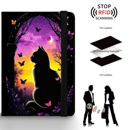 Passport Holder Wallet Cover Case,RFID Blocking Passport Cover,Large Capacity Travel Wallet with Multi Card Slots (Cute Cat) - color: Cute Cat