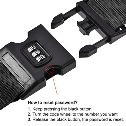 uxcell Luggage Straps Suitcase Belts with Buckle, Combination Lock, 2Mx5cm Adjustable PP Travel Packing Accessories, Black 2Pcs - color: Black