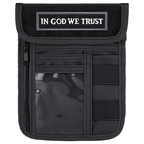 Travel Neck Wallet Tactical Passport Holder ID Card Organizer - color: Black